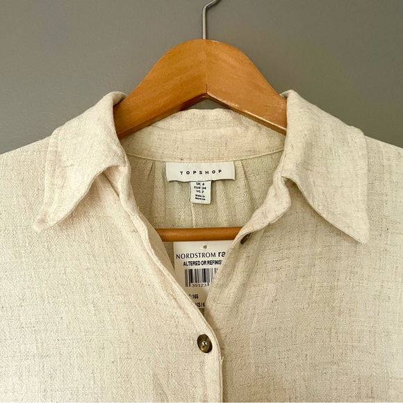 Topshop Linen Blend Button Up Romper In Ivory Size 2 NWT - Picture 8 of 13